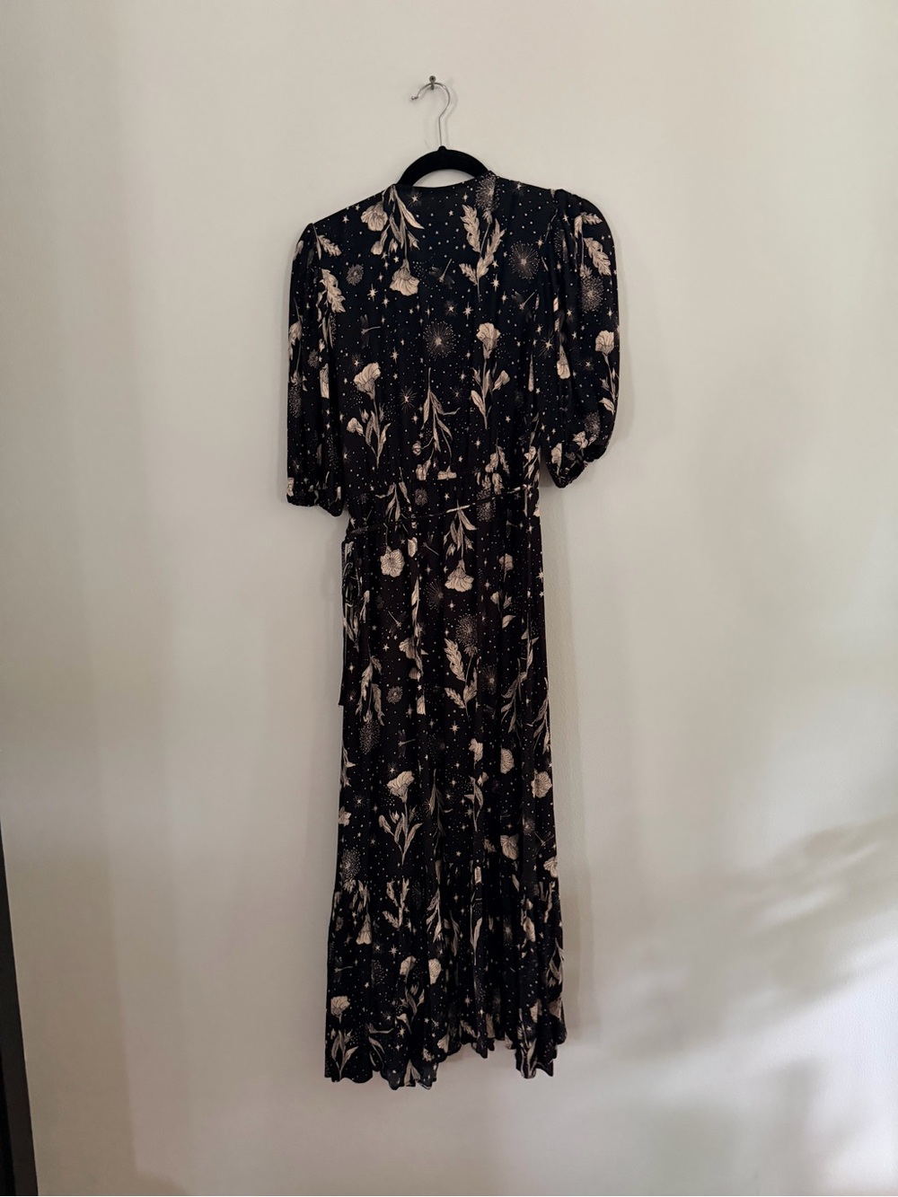 Mavi Floral Wrap Midi Dress - Black - Picture 8 of 8